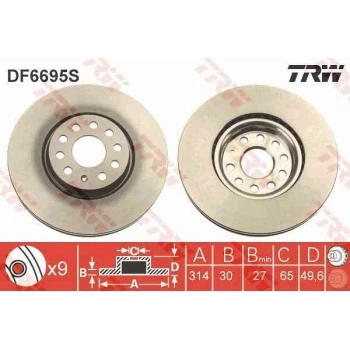 Vw Fren Diski Ön - (adet Fiyat) - Trw Df6695s - Resim 1