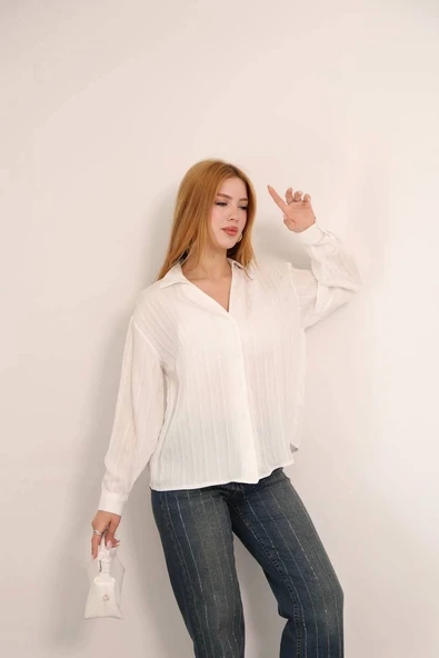 BİÇOMİ Kendinden çizgili london gömlek ürün görseli