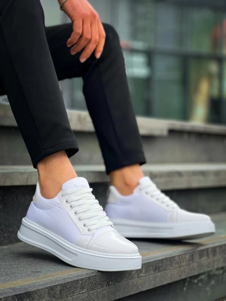 BİÇOMİ KB-X46 Kuback Beyaz Rugan Yüksek Beyaz Taban Günlük Spor Ayakkabı ürün görseli