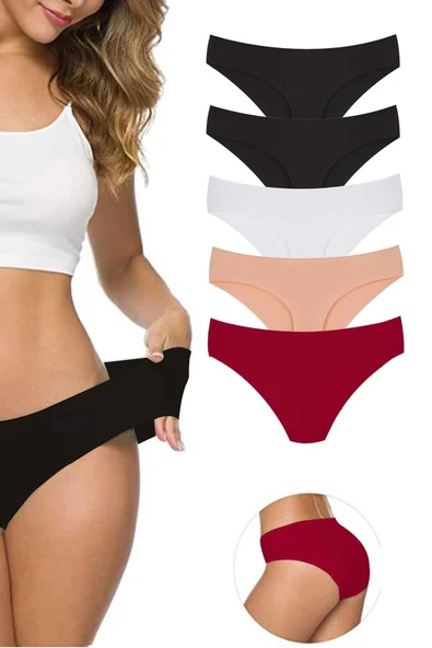 biçomi 5 Adet Kadın Dikişsiz Lazer Kesim Esnek İz yapmayan Külot S5 ürün görseli