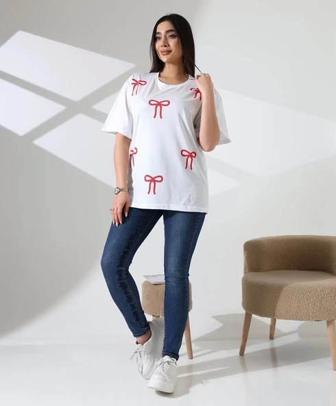 BİÇOMİ Kurdele baskılı tişört - Resim 2