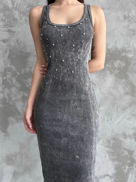 BİÇOMİ Taşlı askılı elbise ürün görseli