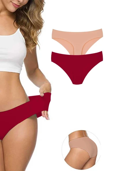 biçomi 2 Adet Kadın Dikişsiz Lazer Kesim Esnek İz yapmayan Külot S6 ürün görseli