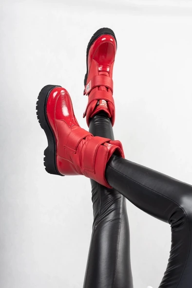 BİÇOMİ Miah Kırmızı Rugan Kar Bot - Resim 3