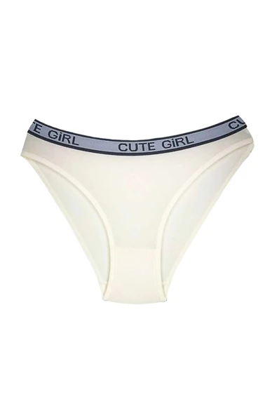 biçomi 5 Adet Beli Yazılı Pamuklu Kalın Lastik Kadın Slip Külot - Resim 2