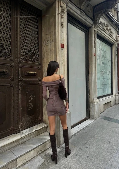 BİÇOMİ Madonna yaka elbise - Resim 3