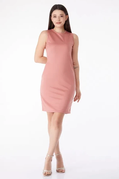 BİÇOMİ Bisiklet Yaka Kadın Mini Elbise ürün görseli