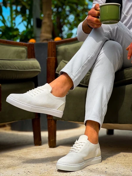 BİÇOMİ KB-101 Kuback Beyaz Triko Bağcıklı Günlük Erkek Ayakkabı ürün görseli