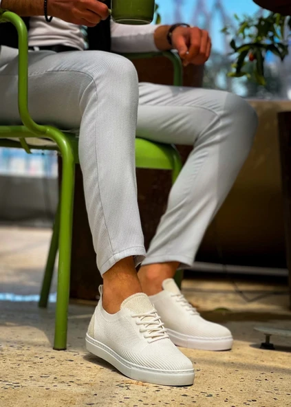 BİÇOMİ KB-101 Kuback Beyaz Triko Bağcıklı Günlük Erkek Ayakkabı - Resim 6