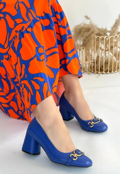 BİÇOMİ Lucky Mavi Cilt Topuklu Ayakkabı ürün görseli