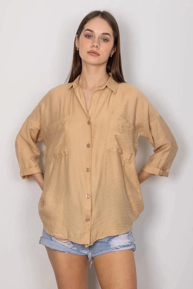 BİÇOMİ Cepli salaş gömlek t1010 - Resim 7