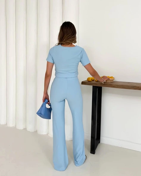 BİÇOMİ V aksesuarlı ottoman takım mavi s255850 - Resim 2