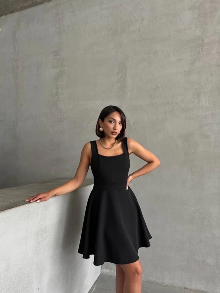 BİÇOMİ Kadın kare yaka kısa elbise s251188 - Resim 6