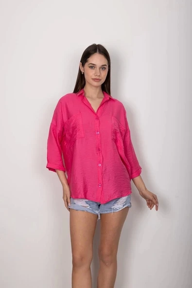 BİÇOMİ Cepli salaş gömlek t1010 - Resim 5