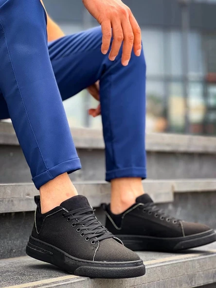 BİÇOMİ KB-X204 Kuback Siyah Keten Siyah Yüksek Taban Günlük Erkek Spor Ayakkabı ürün görseli