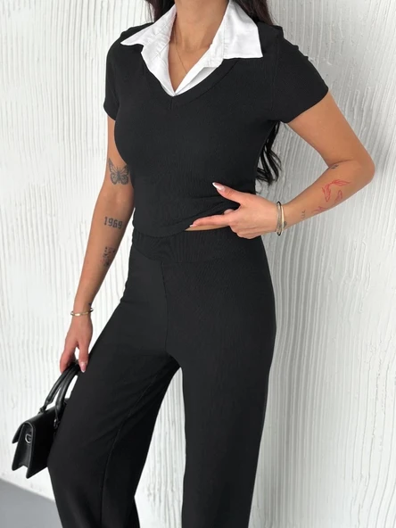 BİÇOMİ Ottoman kumaş beyaz gömlek yaka takım s4142 - 4