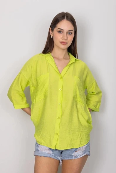 BİÇOMİ Cepli salaş gömlek t1010 - Resim 4