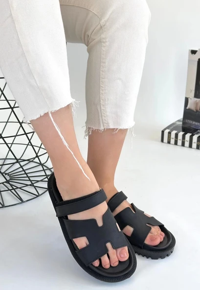 BİÇOMİ Kooni Siyah Nubuk Terlik - Resim 3