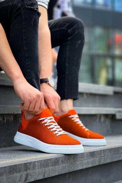 BİÇOMİ KB-X204 Kuback Turuncu Keten Beyaz Yüksek Taban Günlük Erkek Spor Ayakkabı - Resim 2