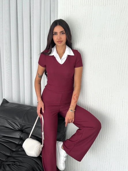 BİÇOMİ Ottoman kumaş beyaz gömlek yaka takım s4142 - 7