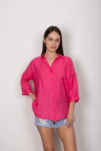 BİÇOMİ Cepli salaş gömlek t1010 - Resim 7