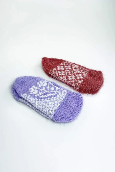 biçomi 2 Çift El Örgüsü Kışlık Şık Kadın Yün Patik Set 3 ürün görseli