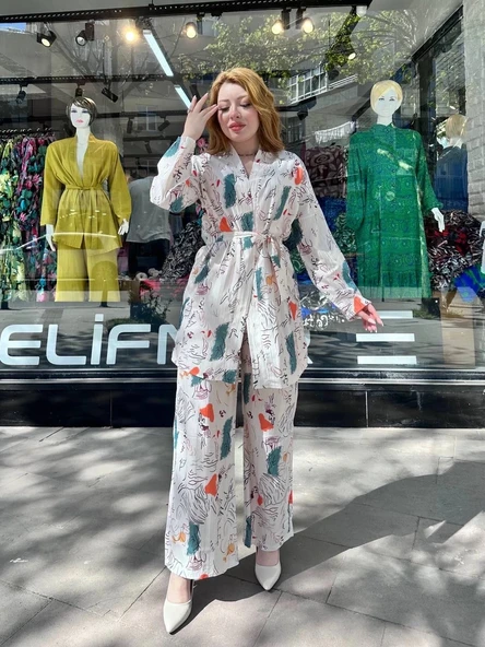 BİÇOMİ Ceketli baskılı takım - Resim 3