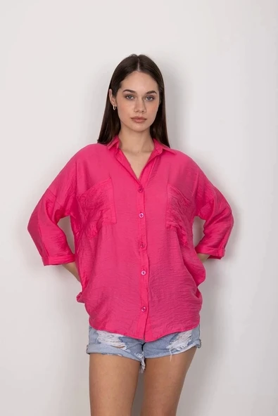 BİÇOMİ Cepli salaş gömlek t1010 - Resim 2