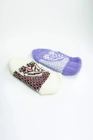 biçomi 2 Çift El Örgüsü Kışlık Şık Kadın Yün Patik Set 1 ürün görseli