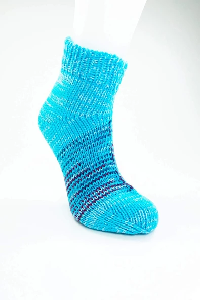 biçomi 2 Çift El Örgüsü Kışlık Şık Kadın Yün Patik Set 13 - Resim 4