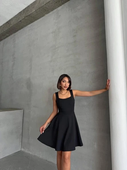 BİÇOMİ Kadın kare yaka kısa elbise s251188 - Resim 5