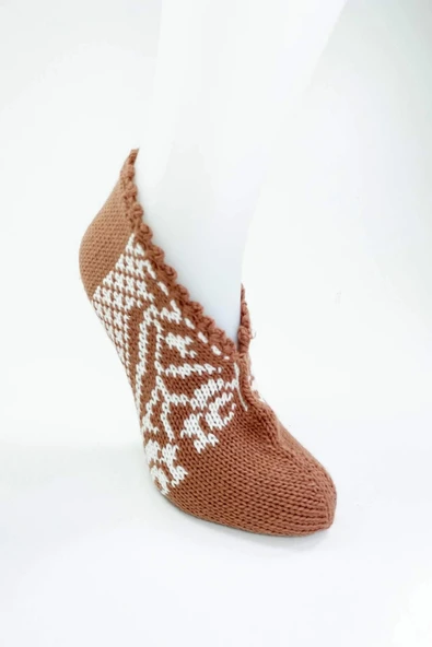 biçomi 2 Çift El Örgüsü Kışlık Şık Kadın Yün Patik Set 9 - Resim 3