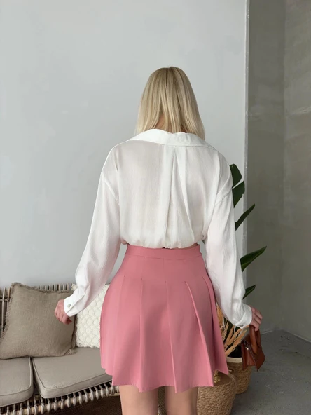 BİÇOMİ Atlas belden Pileli etek s24930 - 5