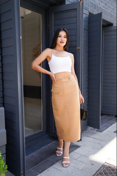 BİÇOMİ Uzun düğmeli etek - Resim 7