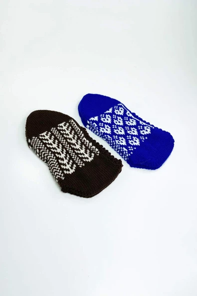 biçomi 2 Çift El Örgüsü Kışlık Şık Kadın Yün Patik Set 11 ürün görseli 1