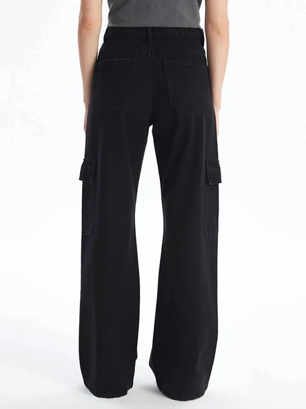 BİÇOMİ Kargo cep jeans pantolon siyah - Resim 3
