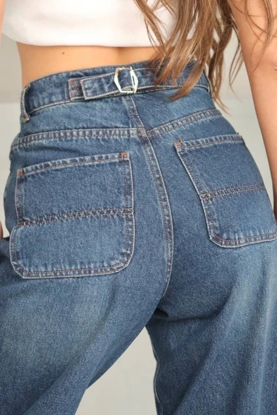 BİÇOMİ Arkadan tokalı jeans pantolon - Resim 2