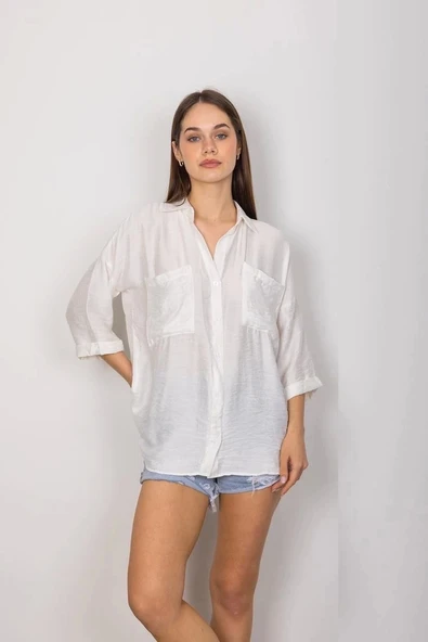 BİÇOMİ Cepli salaş gömlek t1010 - Resim 2