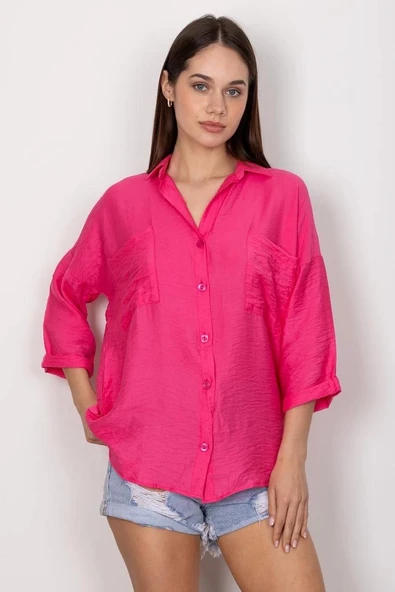 BİÇOMİ Cepli salaş gömlek t1010 - Resim 8