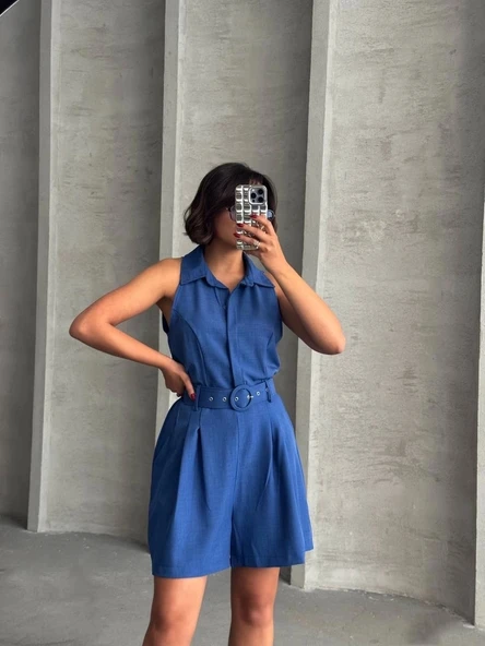 BİÇOMİ Yakalı şort tulum - Resim 2