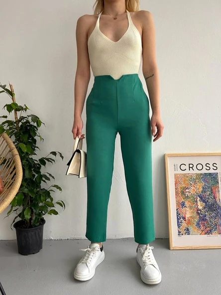 BİÇOMİ Atlas fletolu pantolon petrol yeşili ürün görseli