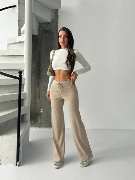 BİÇOMİ Fit comfort bej salaş pantolon A6011 - Resim 5