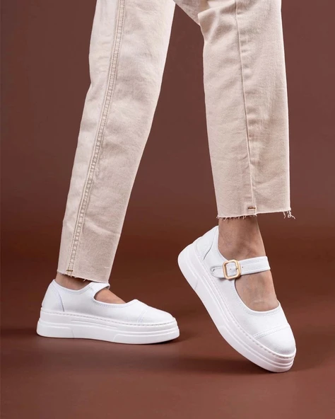 BİÇOMİ Lunni Beyaz Keten Spor Ayakkabı - Resim 3