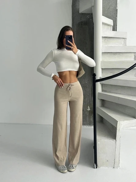 BİÇOMİ Fit comfort bej salaş pantolon A6011 - Resim 4