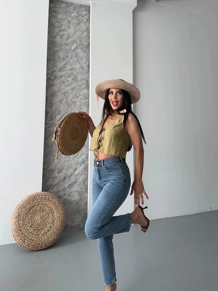 BİÇOMİ Mom fit kar yıkama bıyık detaylı jeans pantolon d2006 - 5