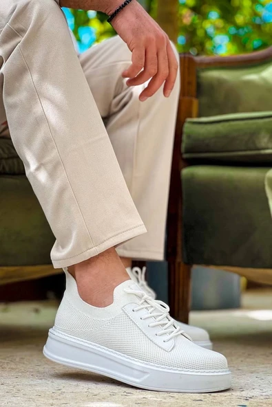 BİÇOMİ KB-116 Kuback Beyaz Bağcıklı Triko Günlük Erkek Ayakkabı - Resim 4