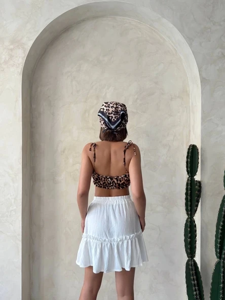 BİÇOMİ Çingene keten etek beyaz s24808 - Resim 6