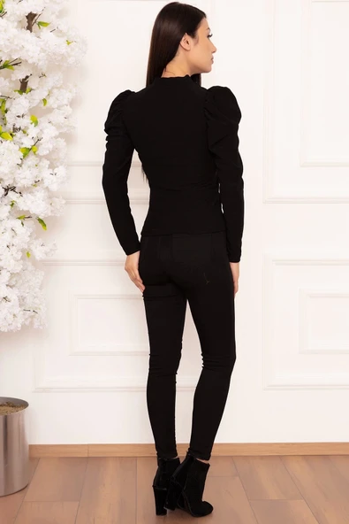 BİÇOMİ Prenses kol bluz siyah w3125 - Resim 2