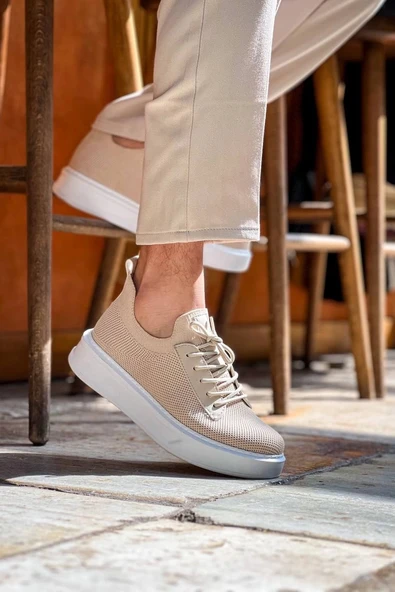 BİÇOMİ KB-116 Kuback Bej Bağcıklı Triko Günlük Erkek Ayakkabı - Resim 6