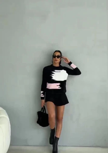 BİÇOMİ Bıyıklı triko kazak siyah - Resim 2